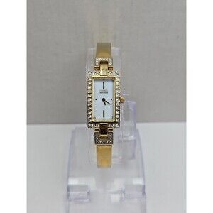 Citizen Eco Drive Gold Tone Crystal Tank Watch Bangle Womens Dress Solar Works